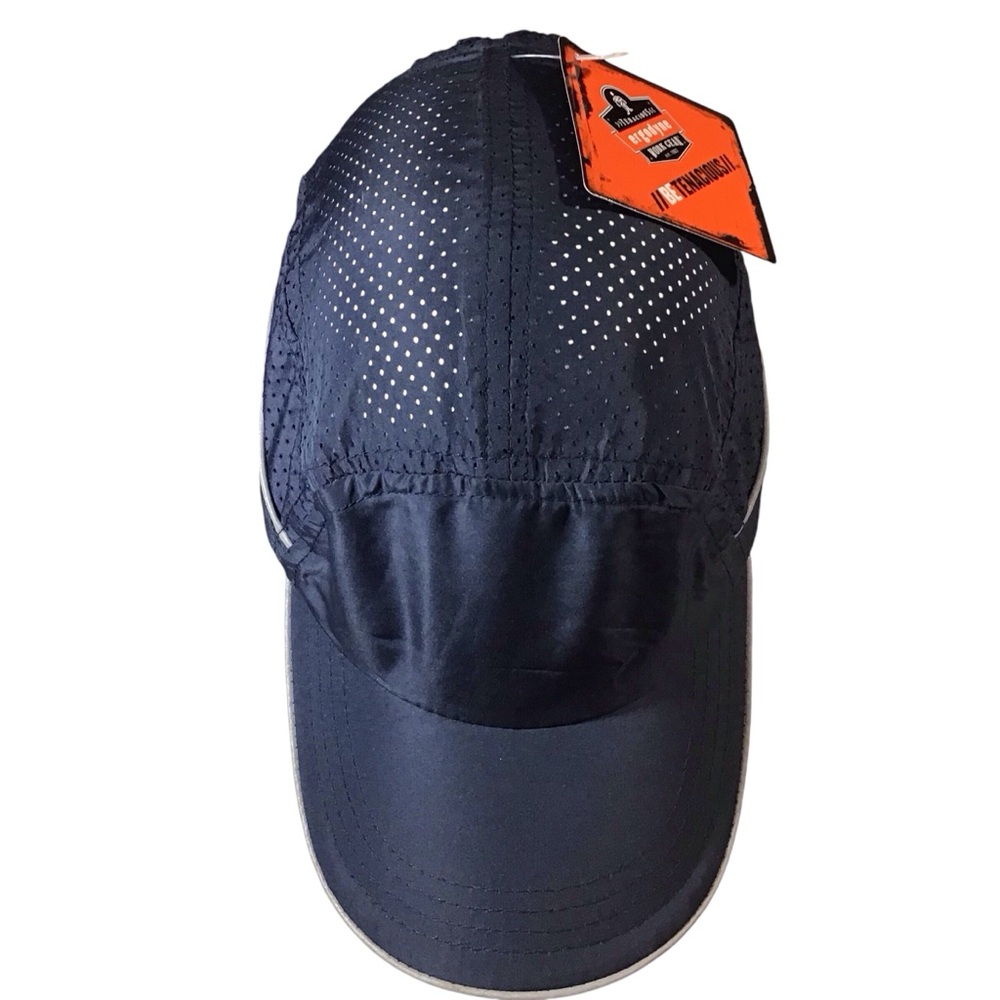 Vented Baseball Hat Work Gear Cap ergodyne Blue White Hook Loop Tags Light Wt